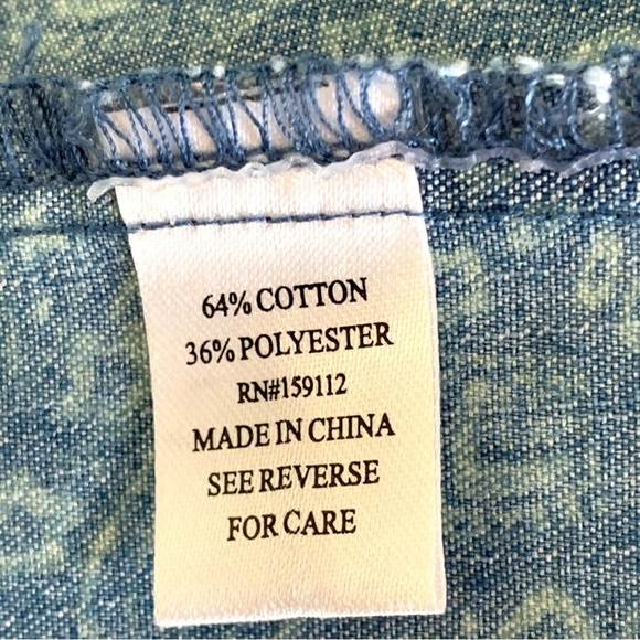 G. KALE SLEEVELESS COTTON BLEND DENIM SHIRT DRESS. WOMEN’S PETITE LARGE - Picture 8 of 9